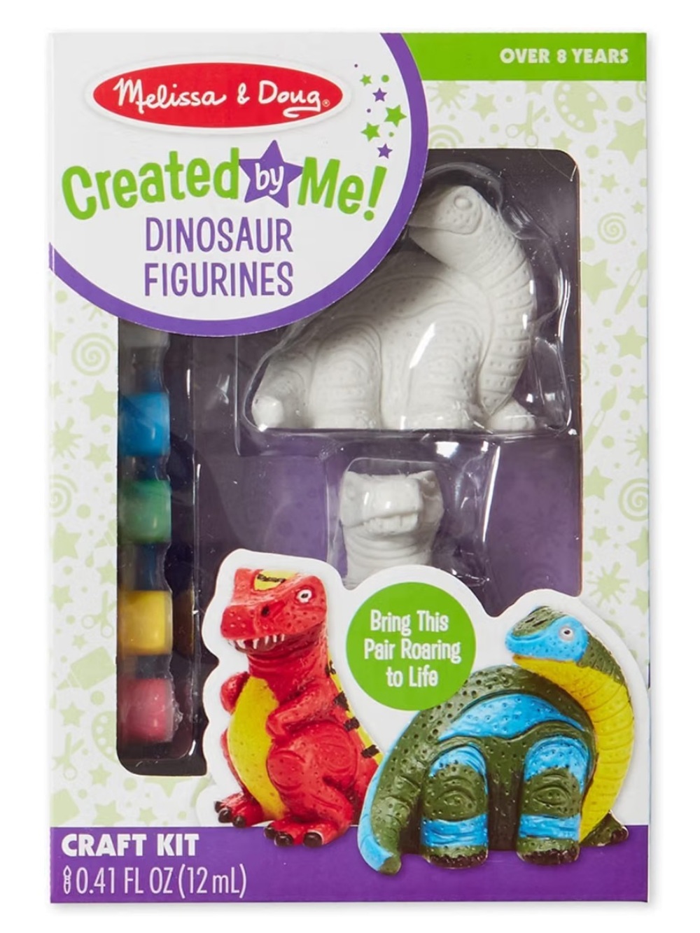 Melissa & Doug White Dinosaur Figurines Craft Kit with Paints